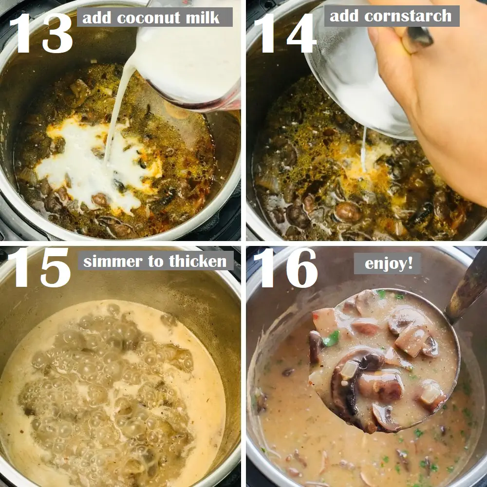 thickening vegan mushroom soup in instant pot