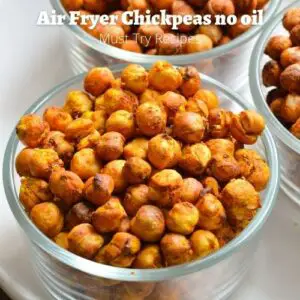 air fryer chickpeas no oil in a clear bowl