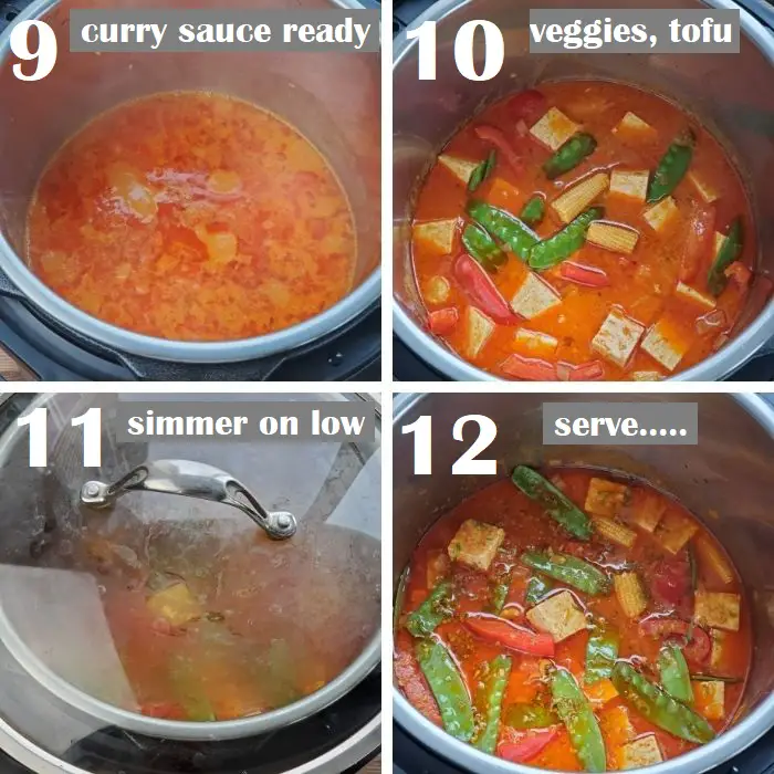 simmering red Thai curry with tofu