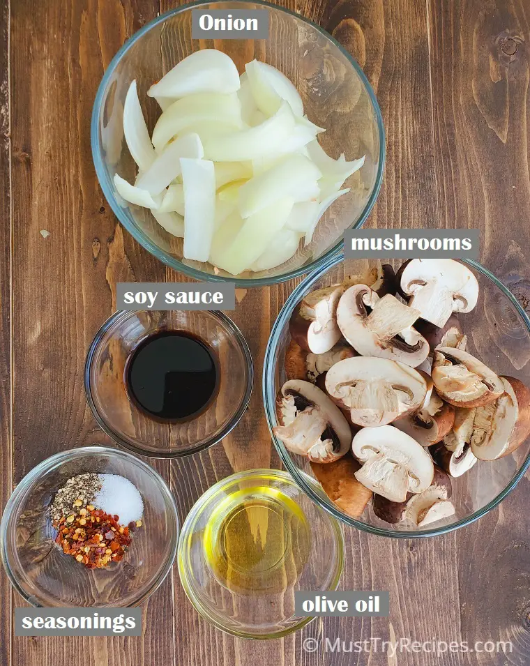 recipe ingredients in bowls on a wooden surface