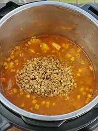 rinsed green lentils in instant pot