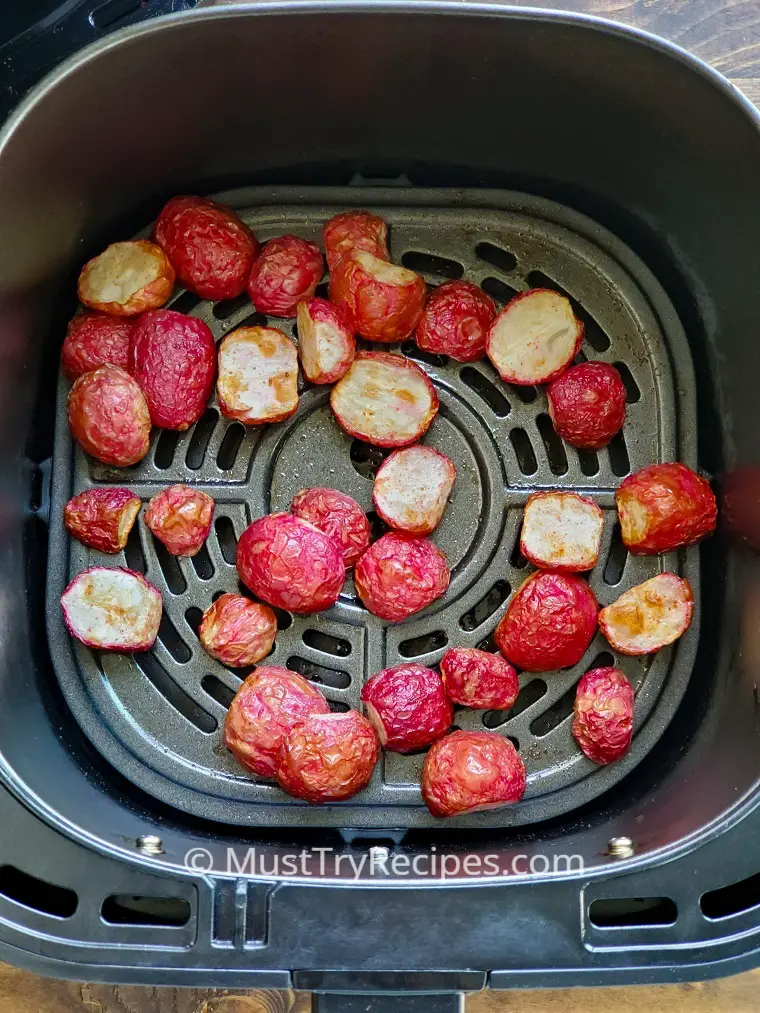 air fryer radishes in the air fryer basket