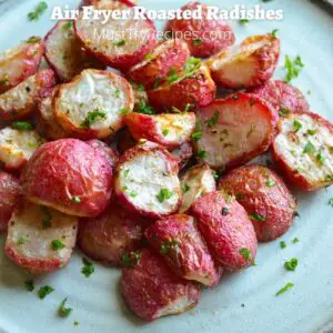 air fryer roasted radishes on a plate
