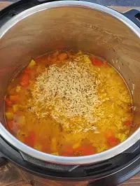 pressure cooking brown rice and veggies