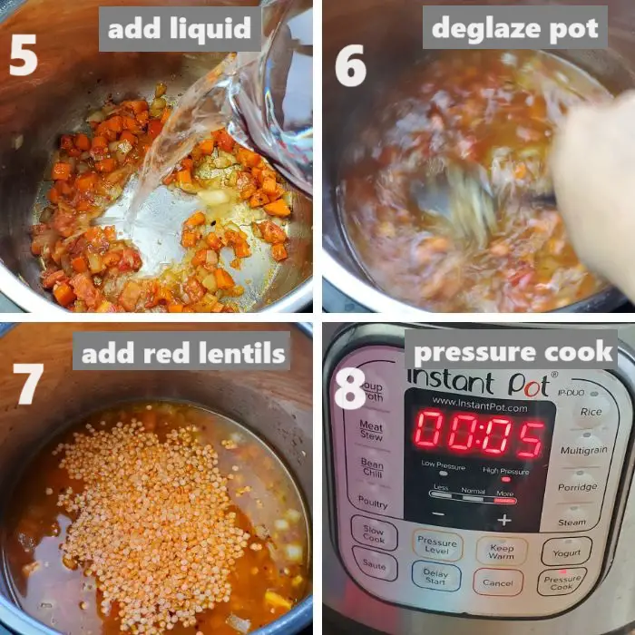 pressure cooking red lentil soup
