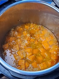 cooked sweet potato kale soup