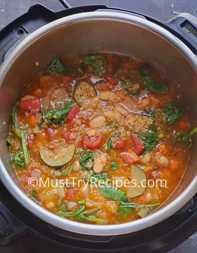 quinoa soup with vegetables in instant pot