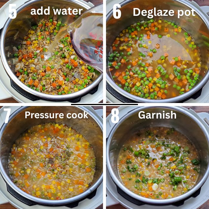 deglazing the pot and pressure cooking soup